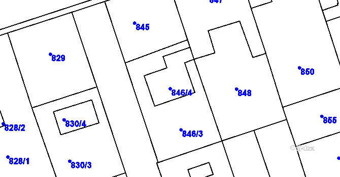 Parcela st. 846/4 v KÚ Čakovice, Katastrální mapa