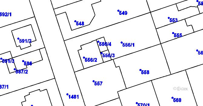Parcela st. 556/3 v KÚ Čakovice, Katastrální mapa