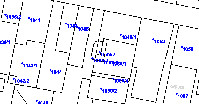 Parcela st. 1049/2 v KÚ Čakovice, Katastrální mapa