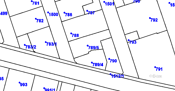 Parcela st. 789/5 v KÚ Čakovice, Katastrální mapa
