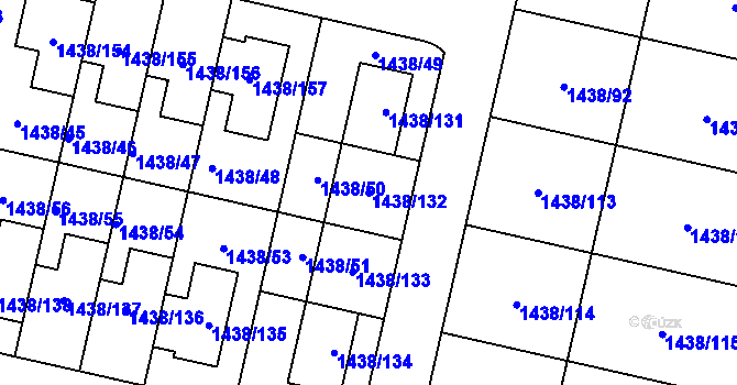 Parcela st. 1438/132 v KÚ Čakovice, Katastrální mapa