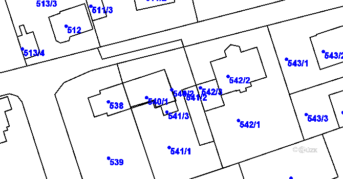 Parcela st. 540/2 v KÚ Čakovice, Katastrální mapa