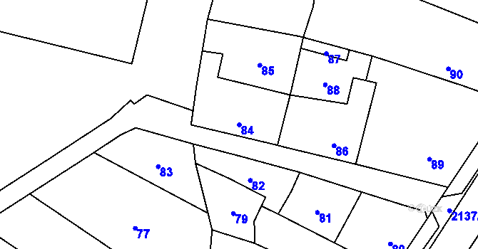 Parcela st. 84 v KÚ Kbely, Katastrální mapa