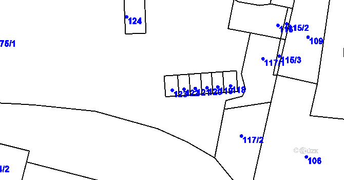 Parcela st. 123 v KÚ Kbely, Katastrální mapa