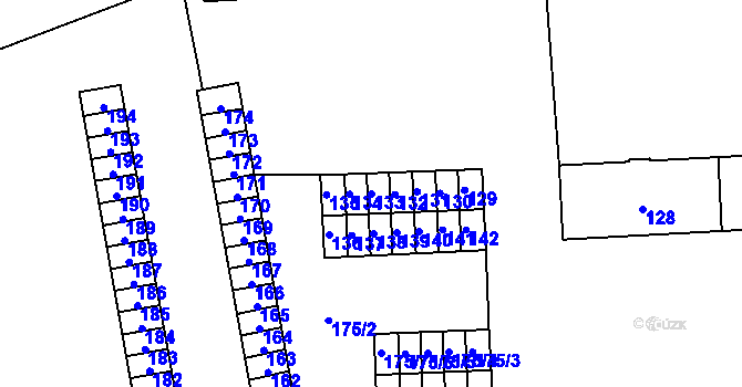 Parcela st. 133 v KÚ Kbely, Katastrální mapa