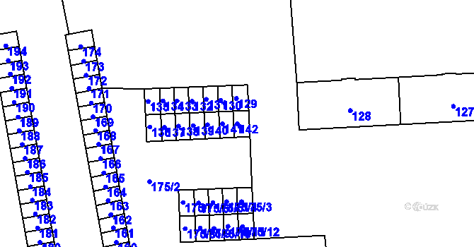 Parcela st. 142 v KÚ Kbely, Katastrální mapa