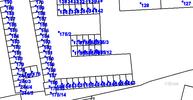 Parcela st. 175/12 v KÚ Kbely, Katastrální mapa