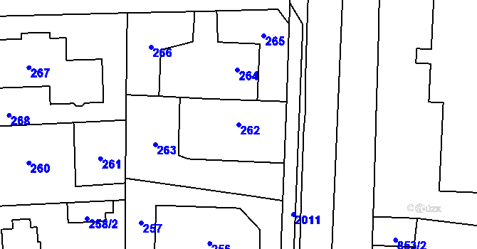 Parcela st. 262 v KÚ Kbely, Katastrální mapa