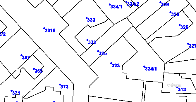 Parcela st. 325 v KÚ Kbely, Katastrální mapa