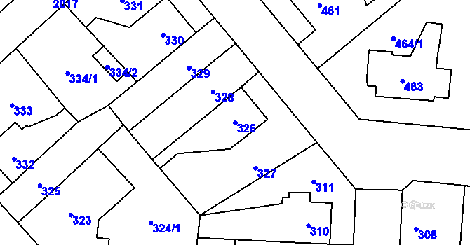 Parcela st. 326 v KÚ Kbely, Katastrální mapa