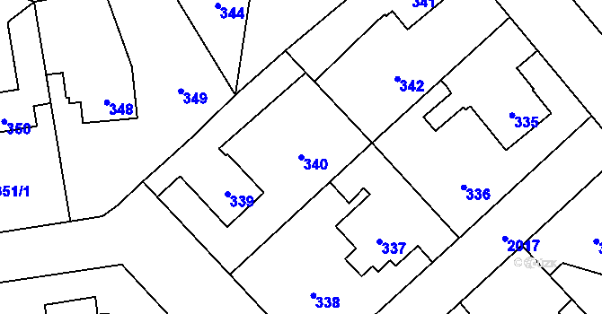 Parcela st. 340 v KÚ Kbely, Katastrální mapa