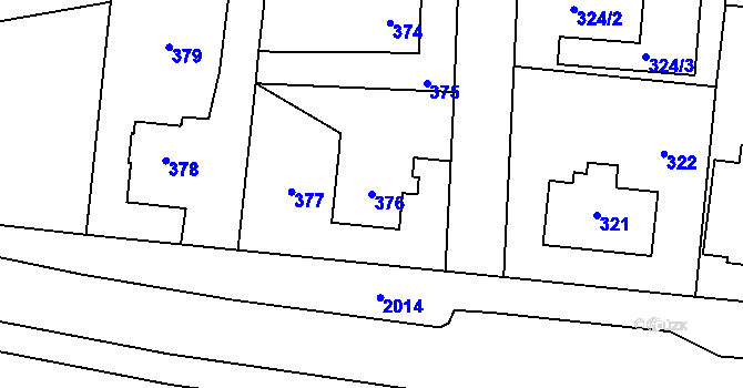 Parcela st. 376 v KÚ Kbely, Katastrální mapa