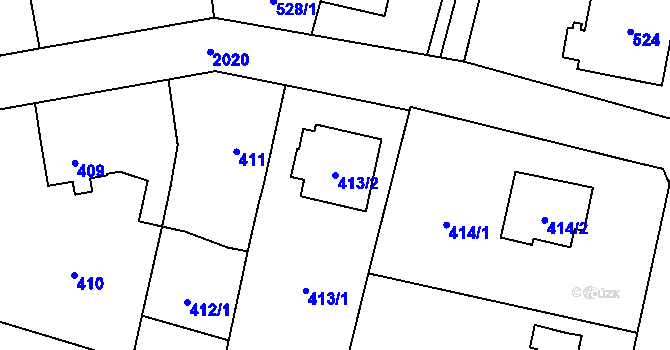 Parcela st. 413/2 v KÚ Kbely, Katastrální mapa