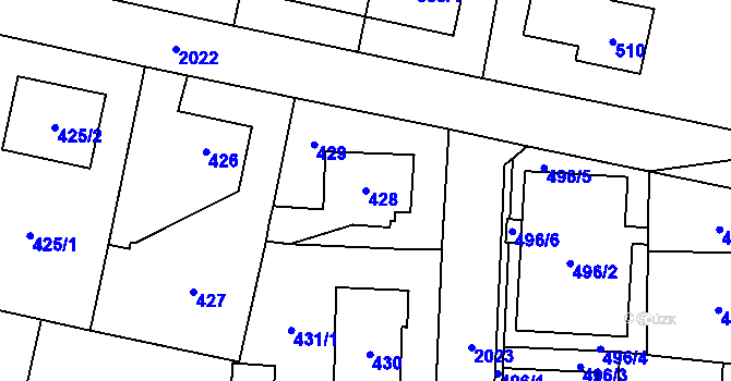 Parcela st. 428 v KÚ Kbely, Katastrální mapa