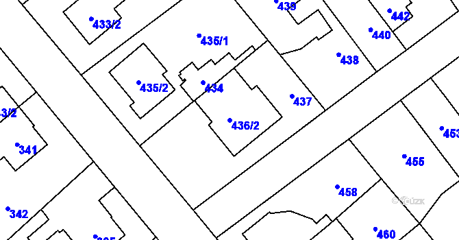 Parcela st. 436/2 v KÚ Kbely, Katastrální mapa