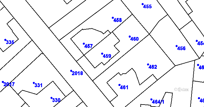 Parcela st. 459 v KÚ Kbely, Katastrální mapa