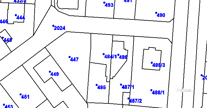 Parcela st. 484/1 v KÚ Kbely, Katastrální mapa