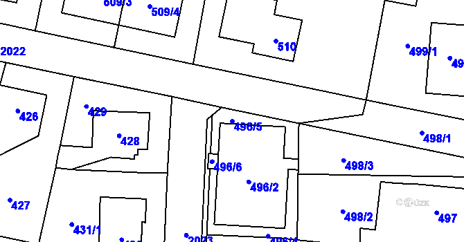 Parcela st. 496/5 v KÚ Kbely, Katastrální mapa