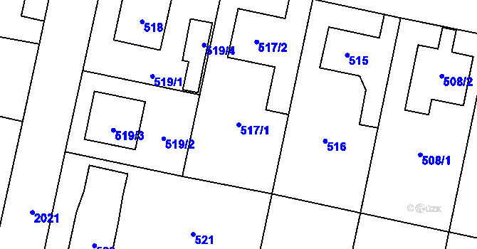Parcela st. 517/1 v KÚ Kbely, Katastrální mapa