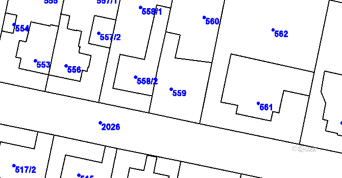 Parcela st. 559 v KÚ Kbely, Katastrální mapa