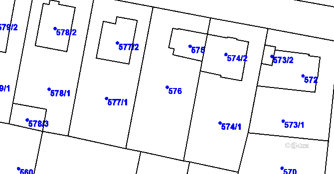 Parcela st. 576 v KÚ Kbely, Katastrální mapa