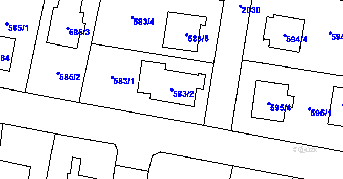 Parcela st. 583/2 v KÚ Kbely, Katastrální mapa
