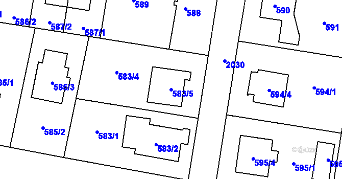 Parcela st. 583/5 v KÚ Kbely, Katastrální mapa
