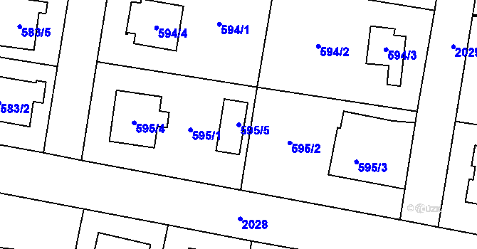Parcela st. 595/5 v KÚ Kbely, Katastrální mapa