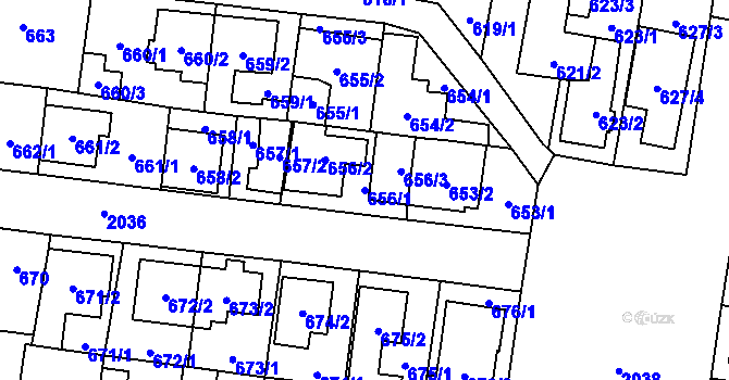 Parcela st. 656/1 v KÚ Kbely, Katastrální mapa