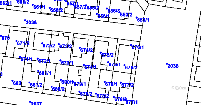 Parcela st. 675/2 v KÚ Kbely, Katastrální mapa