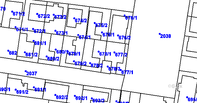 Parcela st. 678/1 v KÚ Kbely, Katastrální mapa