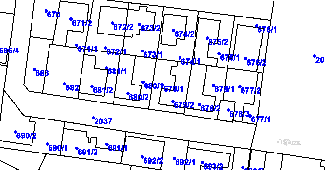Parcela st. 679/1 v KÚ Kbely, Katastrální mapa