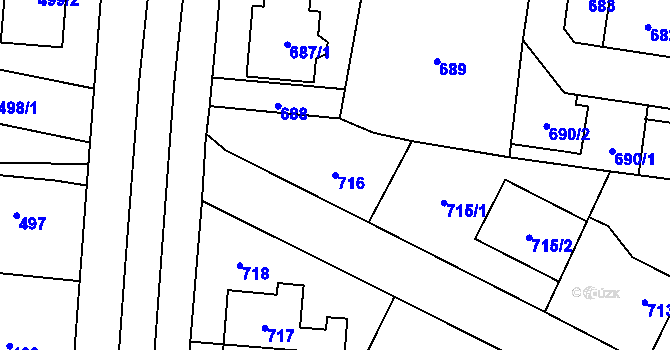 Parcela st. 716 v KÚ Kbely, Katastrální mapa