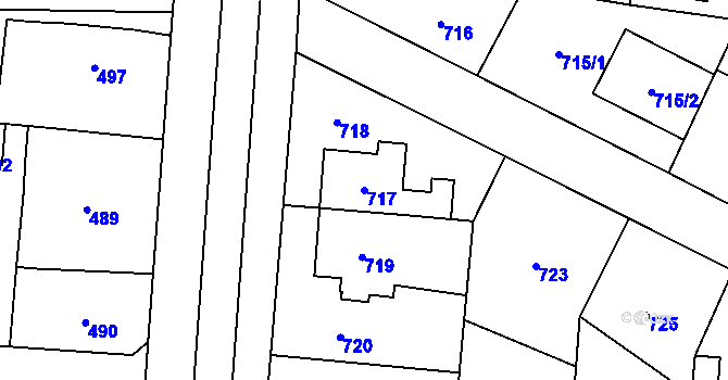 Parcela st. 717 v KÚ Kbely, Katastrální mapa