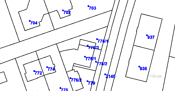 Parcela st. 776/3 v KÚ Kbely, Katastrální mapa