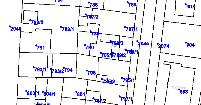 Parcela st. 789/4 v KÚ Kbely, Katastrální mapa
