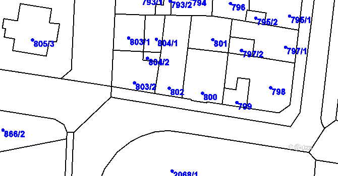 Parcela st. 802 v KÚ Kbely, Katastrální mapa