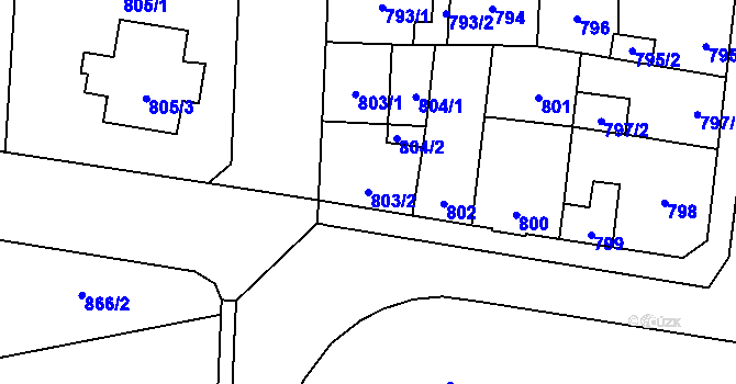 Parcela st. 803/2 v KÚ Kbely, Katastrální mapa
