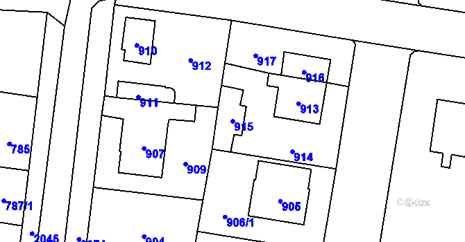 Parcela st. 915 v KÚ Kbely, Katastrální mapa