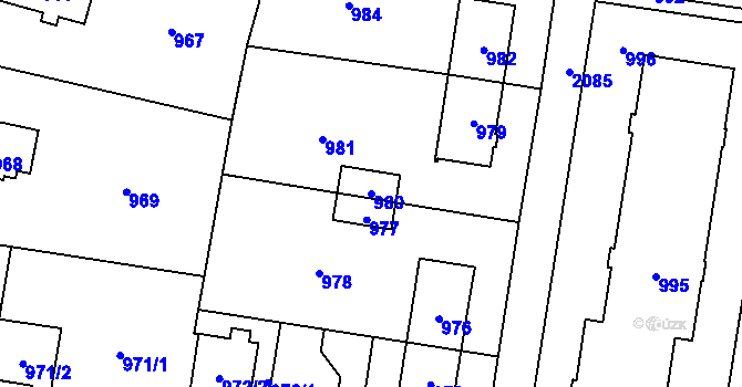 Parcela st. 980 v KÚ Kbely, Katastrální mapa