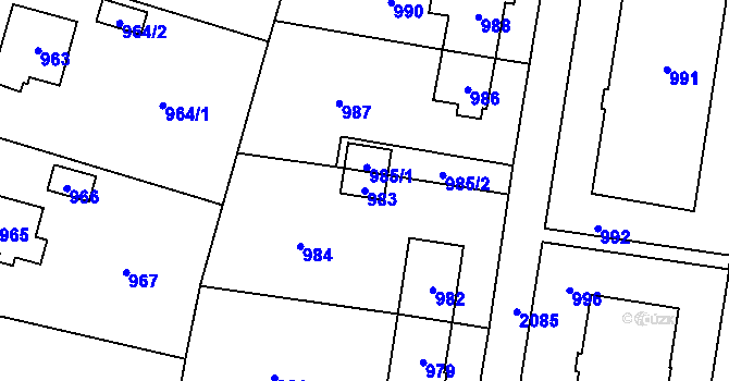 Parcela st. 983 v KÚ Kbely, Katastrální mapa