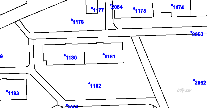 Parcela st. 1181 v KÚ Kbely, Katastrální mapa