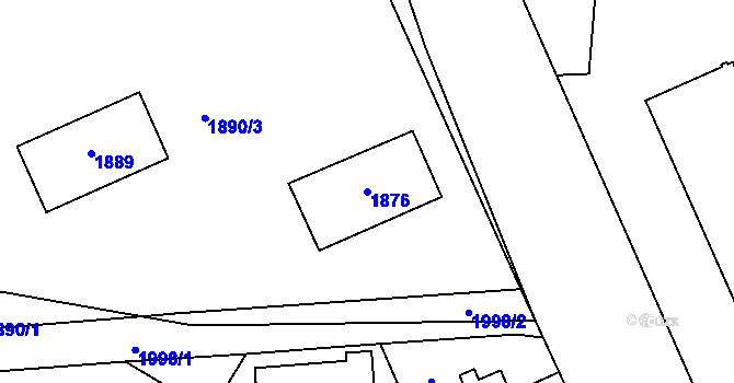 Parcela st. 1876 v KÚ Kbely, Katastrální mapa
