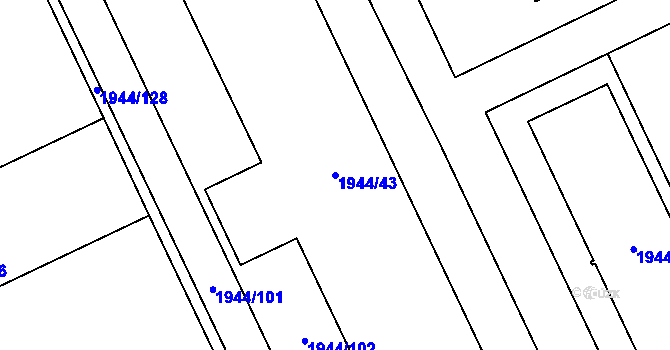 Parcela st. 1944/43 v KÚ Kbely, Katastrální mapa
