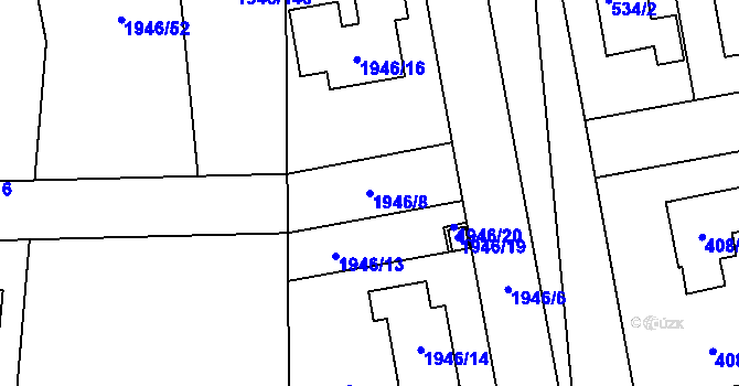 Parcela st. 1946/8 v KÚ Kbely, Katastrální mapa