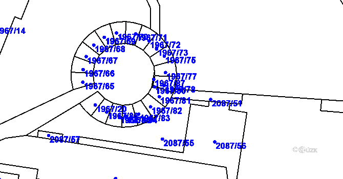 Parcela st. 1967/79 v KÚ Kbely, Katastrální mapa