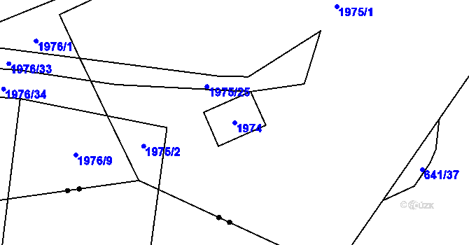 Parcela st. 1974 v KÚ Kbely, Katastrální mapa