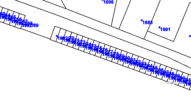 Parcela st. 1992/77 v KÚ Kbely, Katastrální mapa