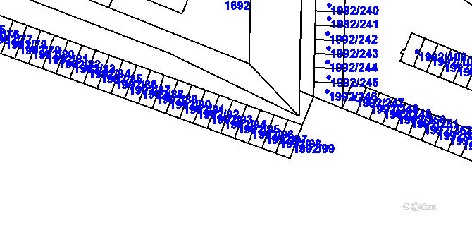 Parcela st. 1992/95 v KÚ Kbely, Katastrální mapa