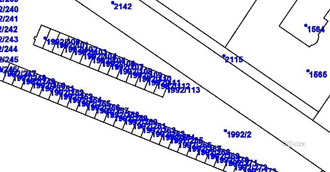 Parcela st. 1992/113 v KÚ Kbely, Katastrální mapa
